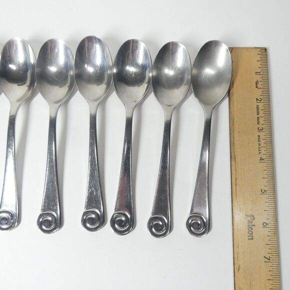 Robert Welch Ammonite 8 Teaspoons Stainless Flatware Helmick Korea 18/10 - Picture 4 of 6